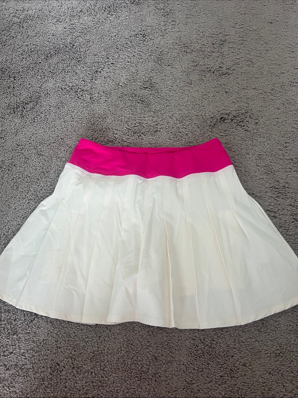 Beach Riot White Pleated Skort with Pink Waistband